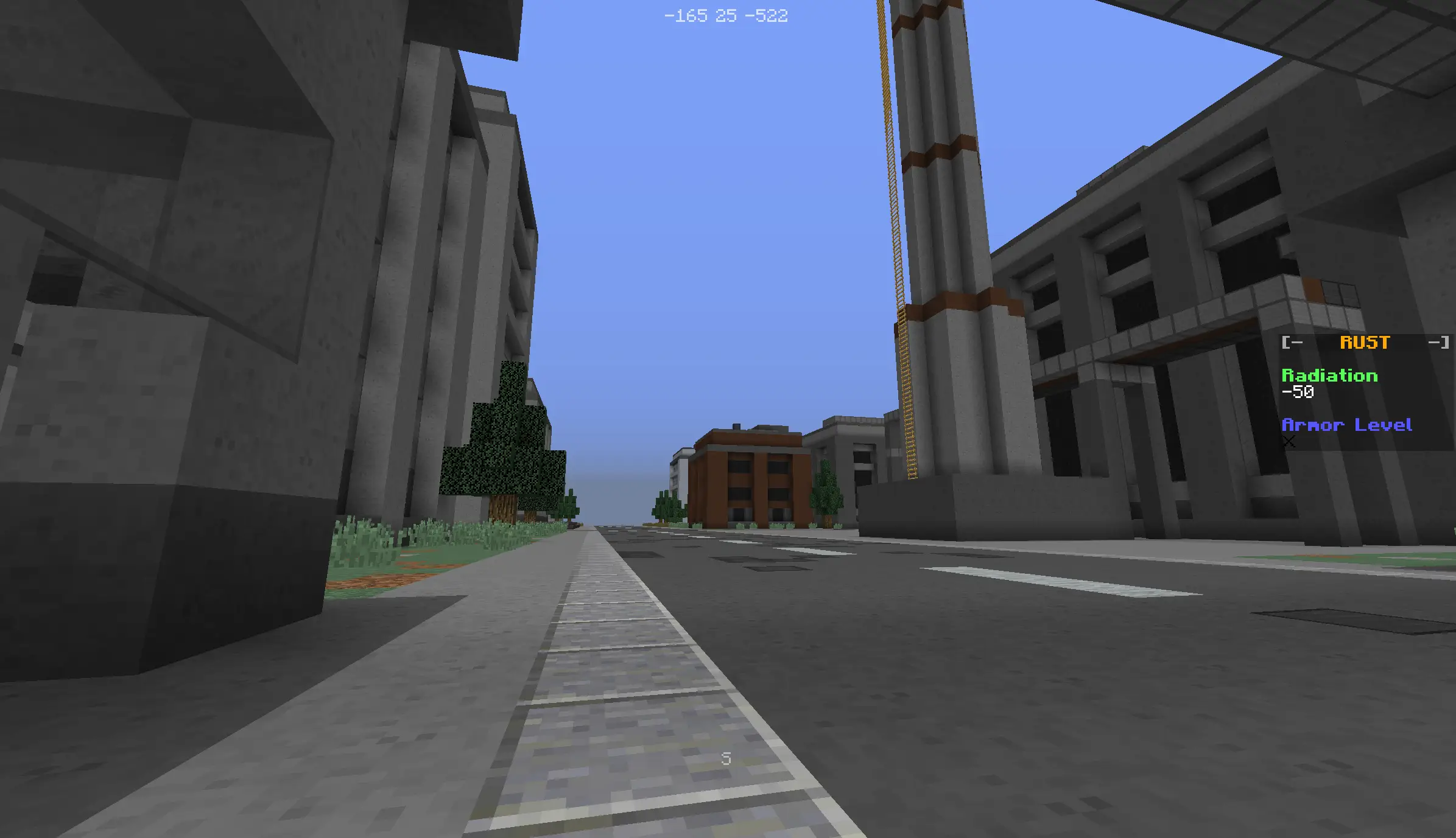 A street through the new Abandoned Town loot zone in RustV2