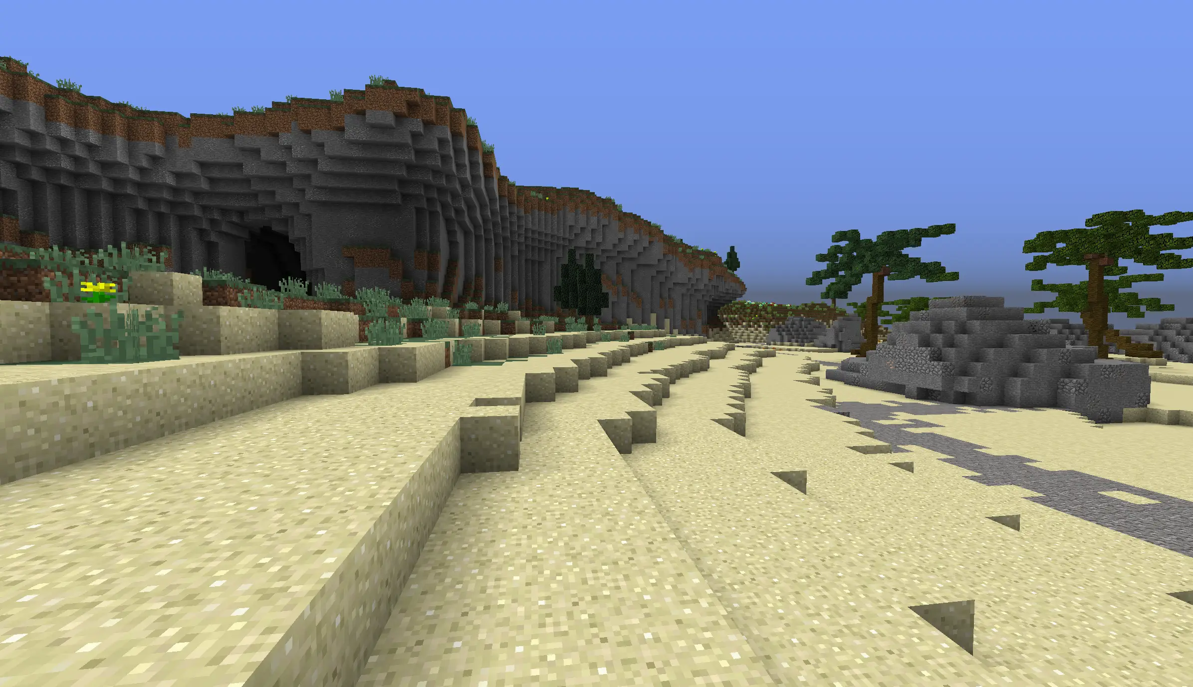 Sandy terrain and stone ridges in RustV2's new basin biome
