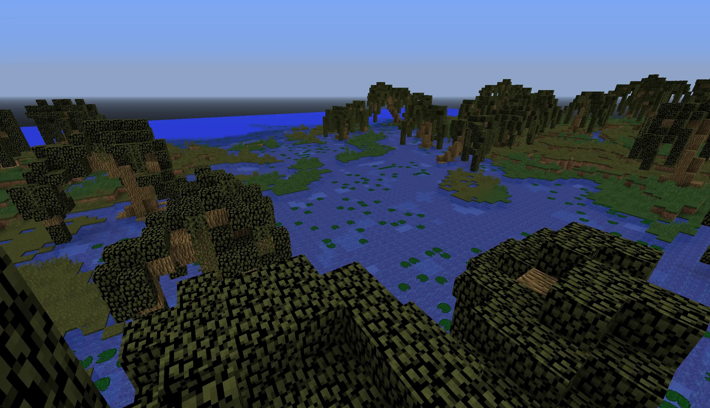 Dark trees and shallow water in RustV2's new swamp biome